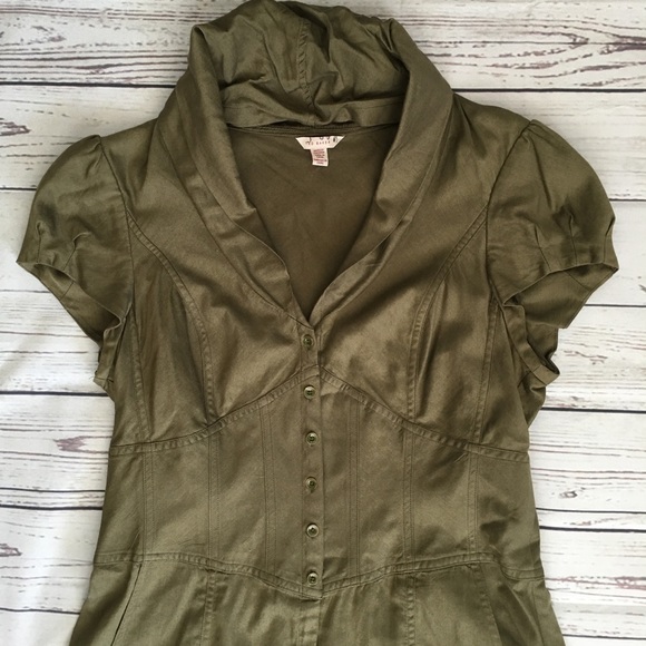 Ted Baker Shirt Dress Size 3 Olive Green Pockets - Picture 2 of 9